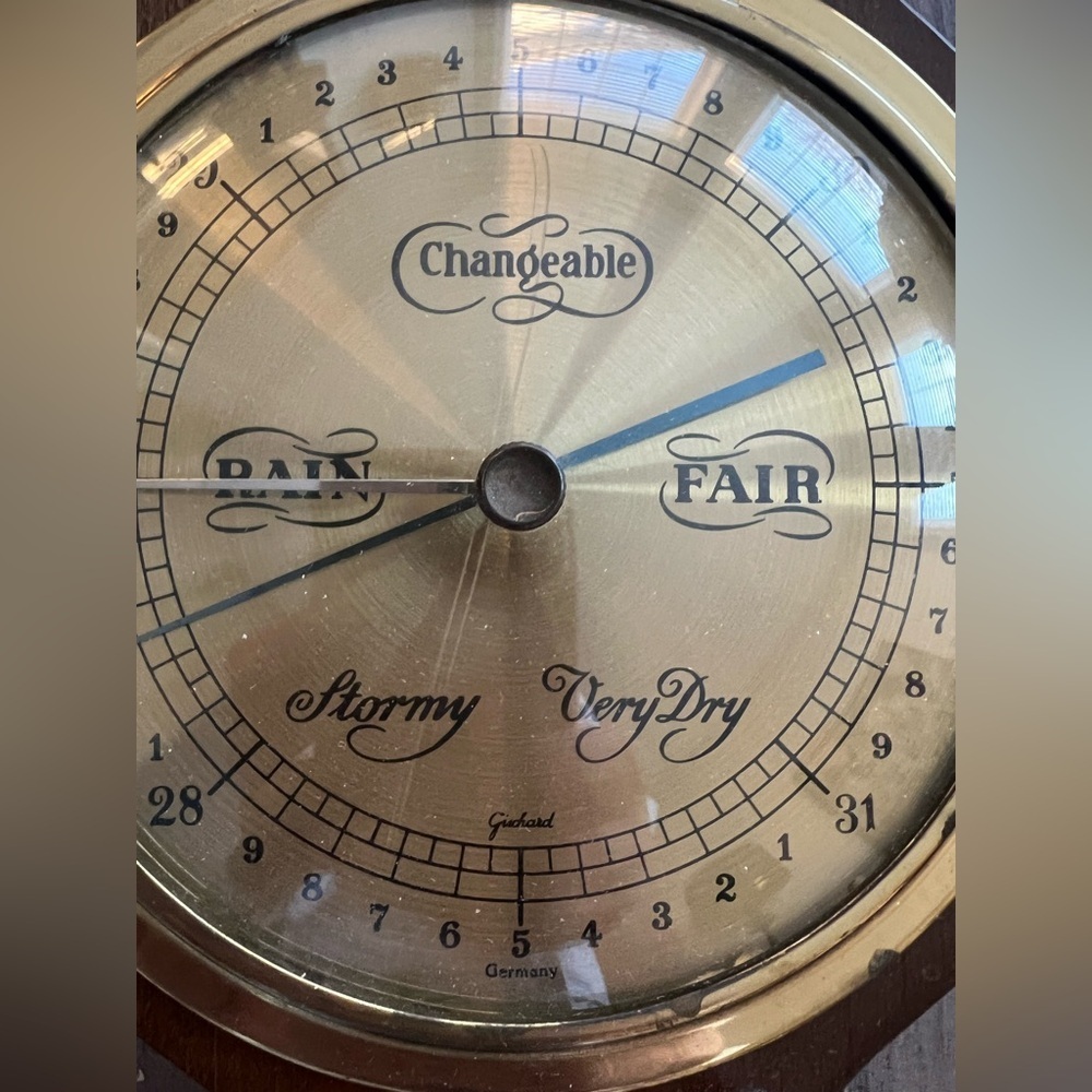 Vintage Gischard Germany Mid Century Modern Banjo Barometer Weather Station - Picture 7 of 7